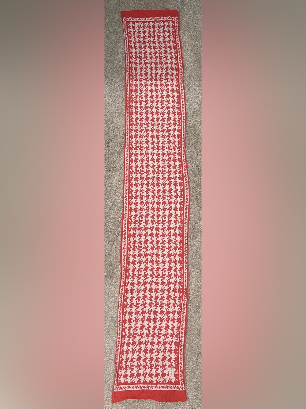 Vintage Eva M Mod Houndstooth Cotton Long Scarf